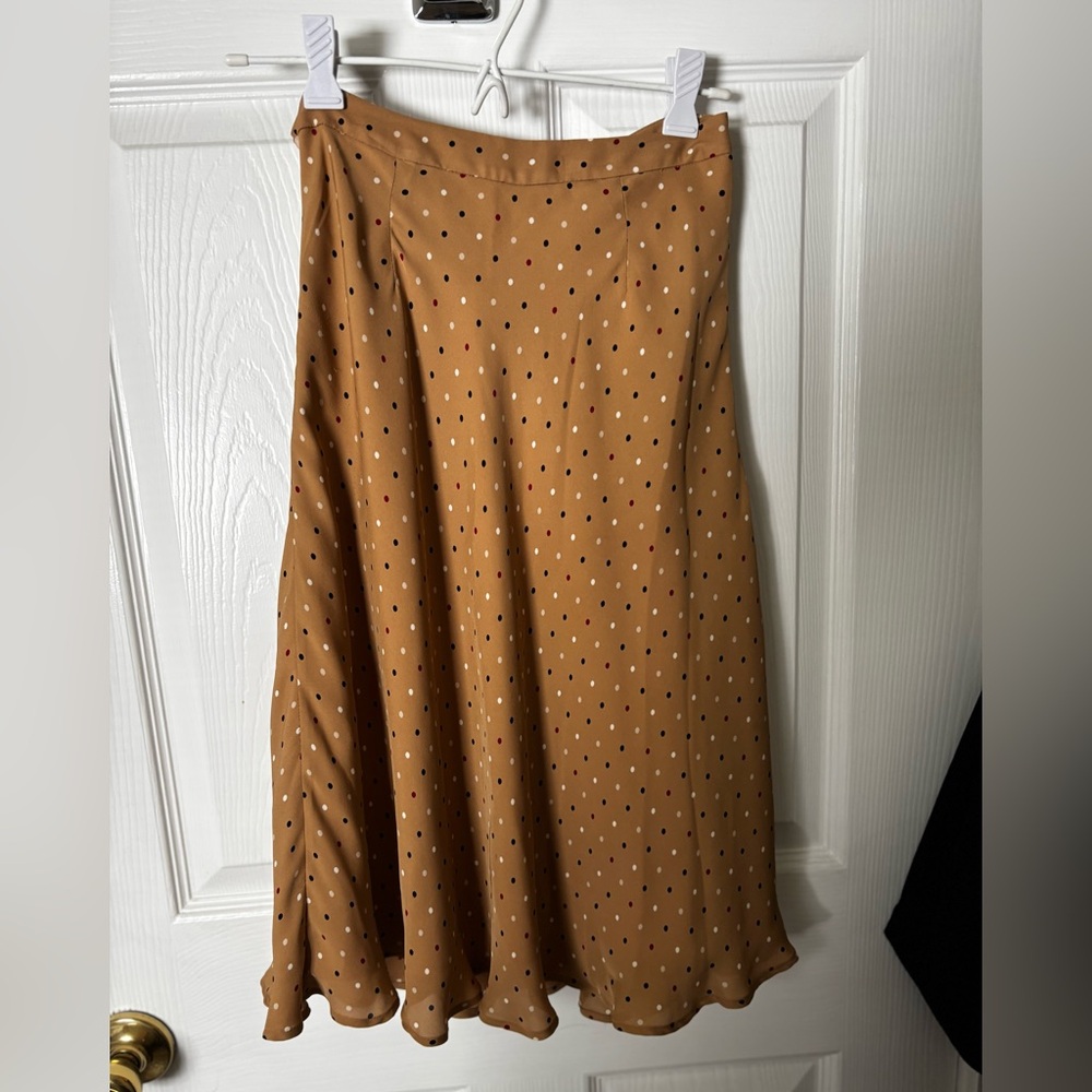Kate Hill Brown A-Line Midi Skirt with Ruffles